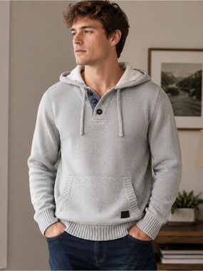 Guess Light Gray Hooded Sweater 100% Cotton